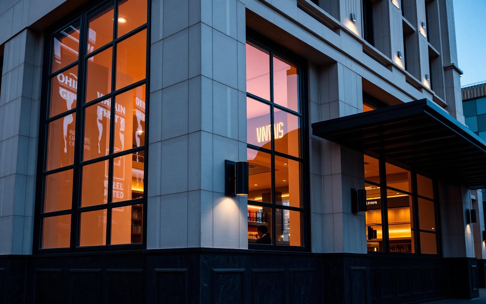 A modern Nanglo restaurant exterior at dusk